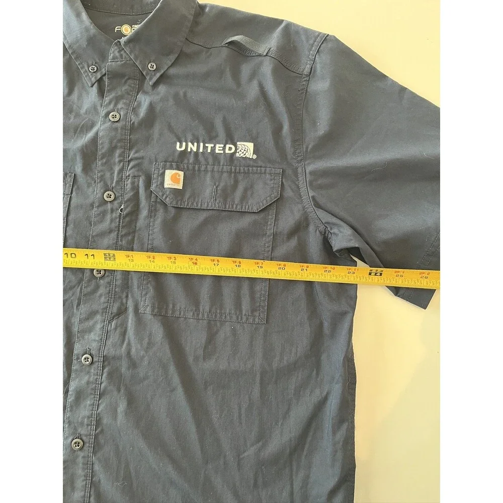 Carhartt United Aircraft Maintenance Work Navy Blue Shirt Relaxed Fit Size Large - Picture 8 of 9